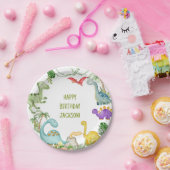 Dinosaurus Gelukkig Verjaardagsfeest Papieren Bordje (Feest)