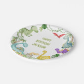 Dinosaurus Gelukkig Verjaardagsfeest Papieren Bordje (Gekanteld)