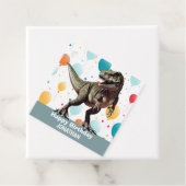 Dinosaurus Gelukkige Verjaardag Grijs Bedankjes Labels (In situ)