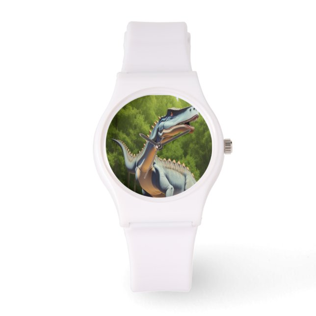 Dinosaurus gepersonaliseerd & aangepaste witte hor horloge (Voorkant)