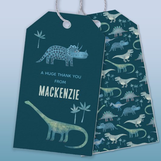 Dinosaurus gepersonaliseerd dank u cadeaulabel