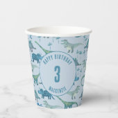 Dinosaurus gepersonaliseerde leeftijd kinderen ver papieren bekers (Voorkant)