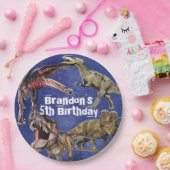 Dinosaurus gepersonaliseerde T-Rex jongens verjaar Papieren Bordje (Feest)