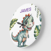 Dinosaurus gepersonaliseerde wandklok - Schattige  (Hoek)