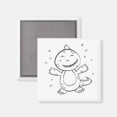 Dinosaurus - Geschetste Kunst Dier in Zwart & Wit Magneet (Voorkant / Achterkant)