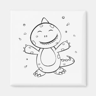 Dinosaurus - Geschetste Kunst Dier in Zwart & Wit Magneet