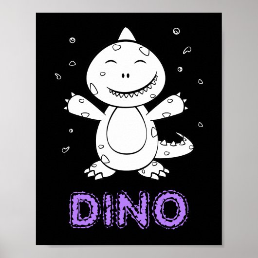 Dinosaurus - Geschetste kunst dier in zwart-wit Poster (Voorkant)