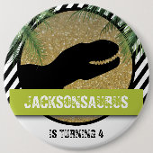 Dinosaurus gestreept Verjaardag Ronde Button 6,0 Cm (Voorkant)