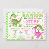 Dinosaurus Gezamenlijke Verjaardag Uitnodiging voo (Voorkant)