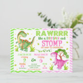 Dinosaurus Gezamenlijke Verjaardag Uitnodiging voo (Staand voorkant)