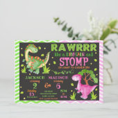 Dinosaurus Gezamenlijke Verjaardag Uitnodiging voo (Staand voorkant)