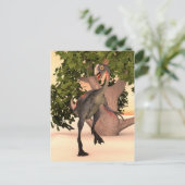 Dinosaurus gigantoraptor briefkaart (Staand voorkant)