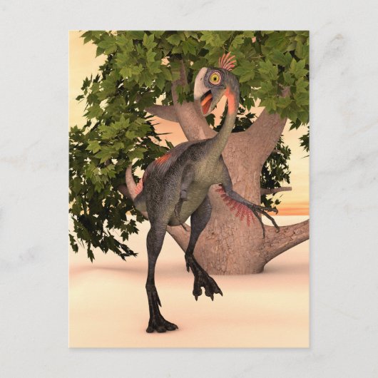 Dinosaurus gigantoraptor briefkaart (Voorkant)