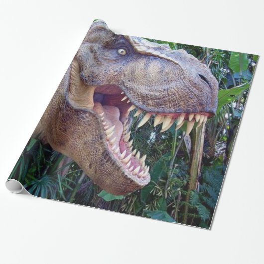 Dinosaurus glanzend inpakpapier voor kinderen (Uitgerold)