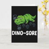 Dinosaurus Grappige T-rex Gym Workout  Kaart (Gele Bloem)
