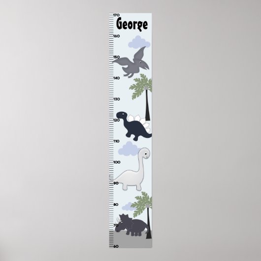 Dinosaurus Gray/Blue Growth Chart Keep at 8x44! Poster (Voorkant)