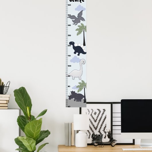 Dinosaurus Gray/Blue Growth Chart Keep at 8x44! Poster (Thuiskantoor)