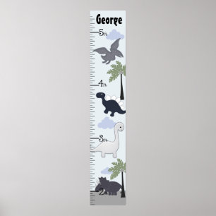 Dinosaurus Gray/Blue Growth Chart Keep at 8x44! Poster