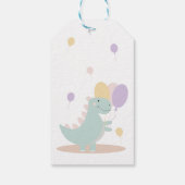 Dinosaurus groen grijs eerste verjaardag dank u cadeaulabel (Achterkant)