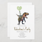 Dinosaurus Groen Hart Valentijnsfeestje Kaart (Voorkant / Achterkant)