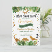 Dinosaurus groen verjaardag kaart (Staand voorkant)