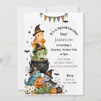 Dinosaurus Halloween-uitnodiging, Spooktastisch ev Kaart