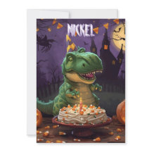 Dinosaurus Halloween verjaardag kinderen kaart