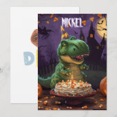 Dinosaurus Halloween verjaardag kinderen kaart (Voorkant / Achterkant)
