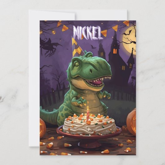 Dinosaurus Halloween verjaardagskaart voor kindere Kaart (Voorkant)