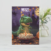 Dinosaurus Halloween verjaardagskaart voor kindere Kaart (Staand voorkant)