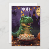 Dinosaurus Halloween verjaardagskaart voor kindere Kaart (Voorkant / Achterkant)