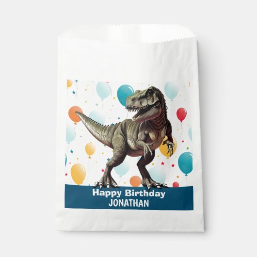 Dinosaurus Happy Birthday Blue Bedankzakje (Voorkant)
