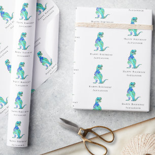 Dinosaurus Happy Birthday Gepersonaliseerde jongen Cadeaupapier