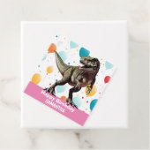 Dinosaurus Happy Birthday Roze Bedankjes Labels (In situ)