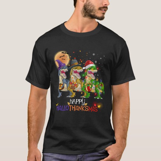 Dinosaurus Happy HalloBedanktMas T Rex T-shirt (Voorkant)