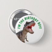 Dinosaurus Happy T Rex BOY Ronde Button 5,7 Cm (Voorkant /achterkant)
