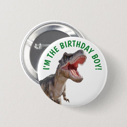 Dinosaurus Happy T Rex BOY Ronde Button 5,7 Cm (Voorkant /achterkant)
