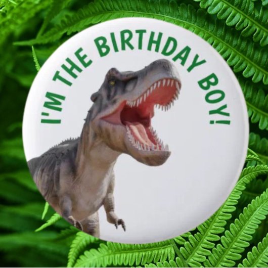 Dinosaurus Happy T Rex BOY Ronde Button 5,7 Cm