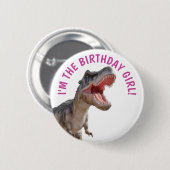 Dinosaurus Happy T Rex GIRL Ronde Button 5,7 Cm (Voorkant /achterkant)