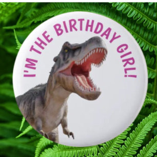 Dinosaurus Happy T Rex GIRL Ronde Button 5,7 Cm