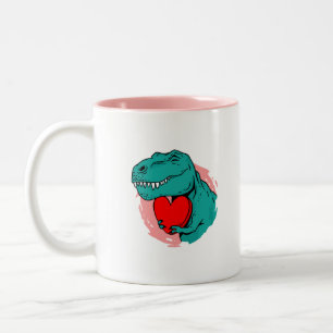 dinosaurus happy valentines day tweekleurige koffiemok