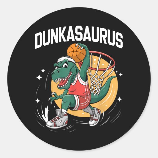Dinosaurus Honkbal Liefhebber Dunkasaurus Grappige Ronde Sticker (Voorkant)