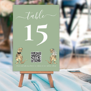 Dinosaurus Huwelijk Salie Groen QR Code voor Foto' Kaart