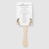 Dinosaurus huwelijksceremonie zwart-wit programma handwaaier (Voorkant)