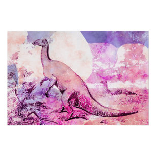 Dinosaurus iguanadon aquarel vintage perfect poster