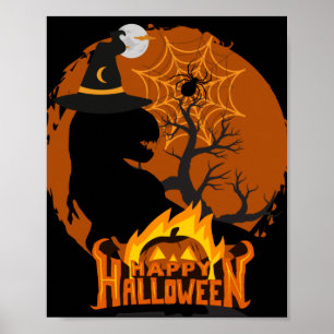 dinosaurus in Halloween, spooky, griezelig, eng, Poster