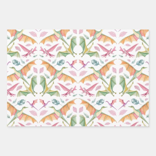 Dinosaurus Inpakpapier Plat Vel Set van 3 (Voorkant 3)