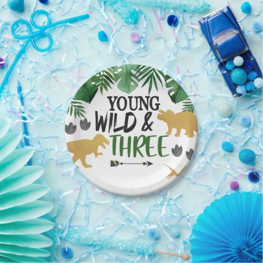 Dinosaurus jong wild drie verjaardagsfeestjes Bord (Feest)