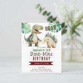 Dinosaurus Jongen 3e Verjaardag Budget Papier (Staand voorkant)