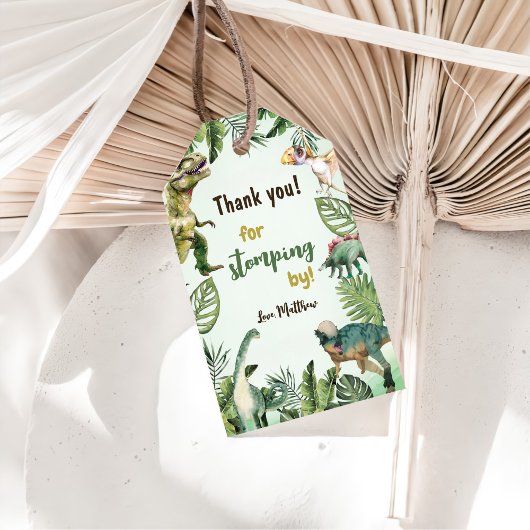 Dinosaurus Jongen 3e Verjaardagsfeestje Cadeaulabel